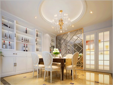 欧式风格线角变化丰富，家具及灯饰都略显欧式特色并有