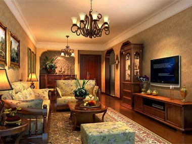 休闲的的美式家具，为整个空间烘托出了恬静的氛围，褐