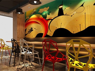 唛稻田香餐厅餐饮空间背景墙