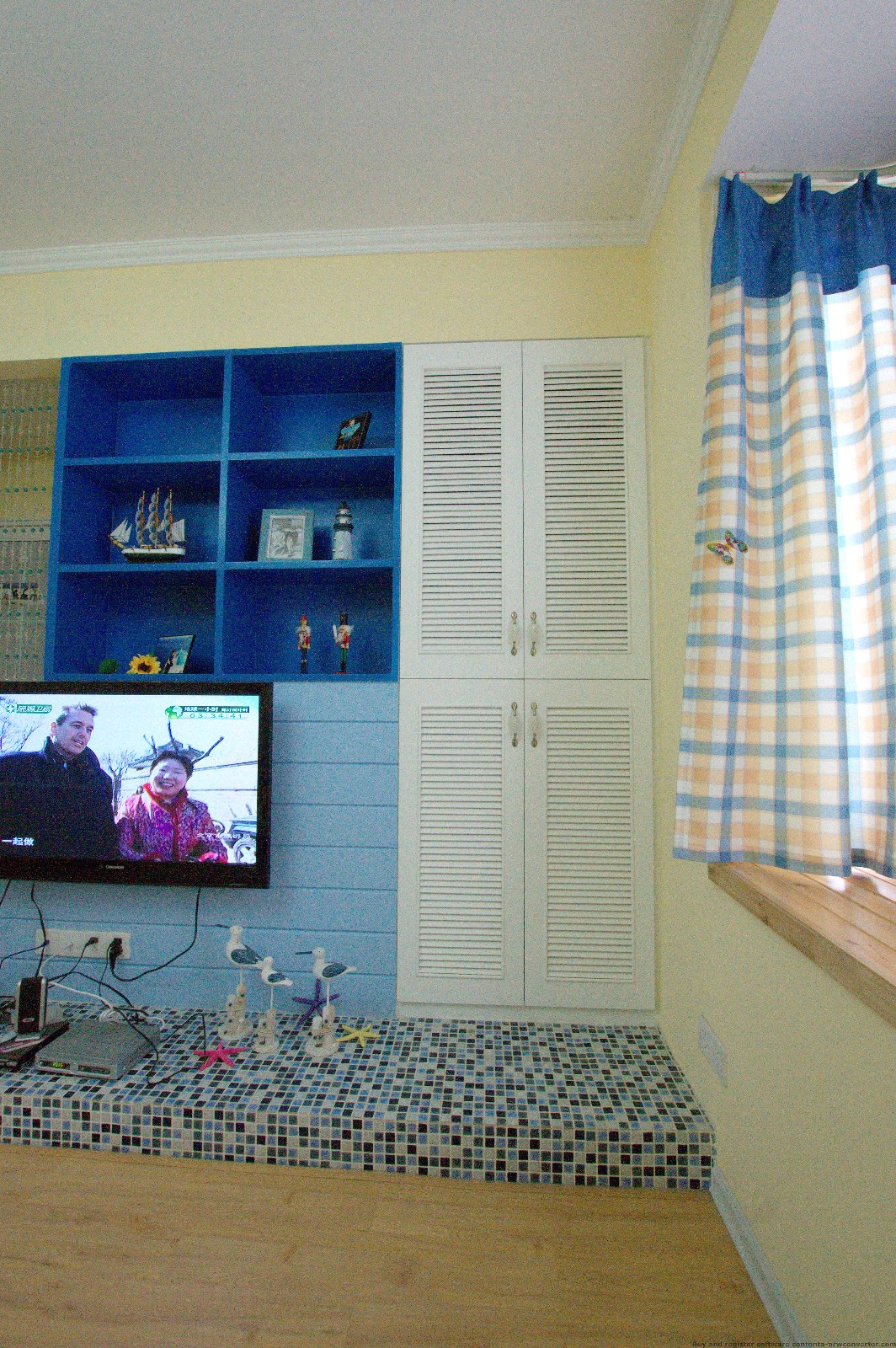 地中海客厅电视背景墙实景图