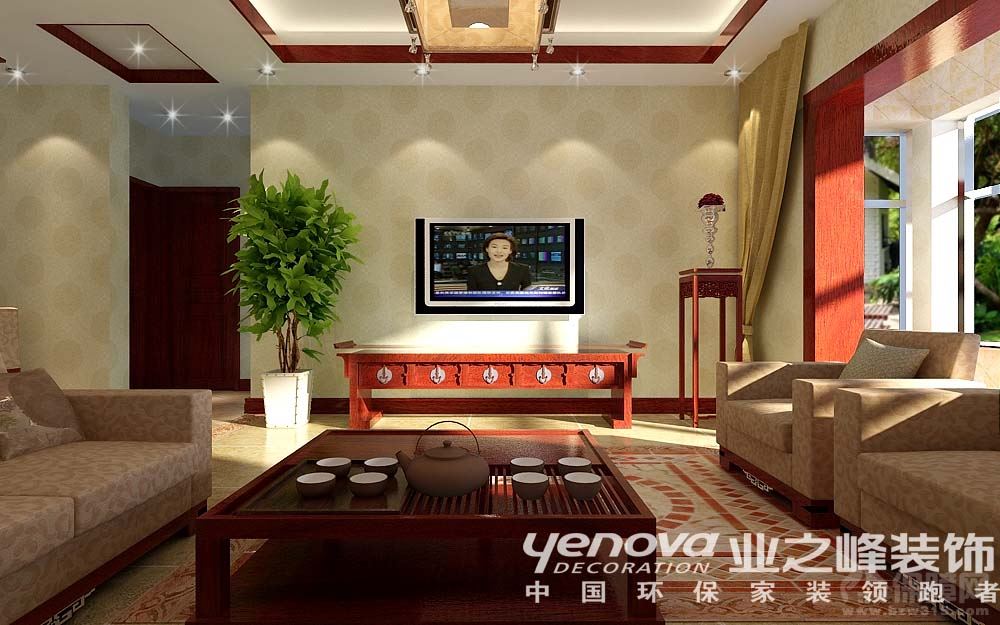 中式客厅背景墙效果图